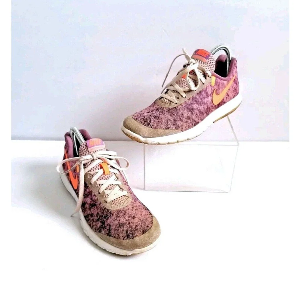 NIKE Flex Experience RN 6 Iced Lilac Bright Mango Running Shoes Sneakers US 8.5